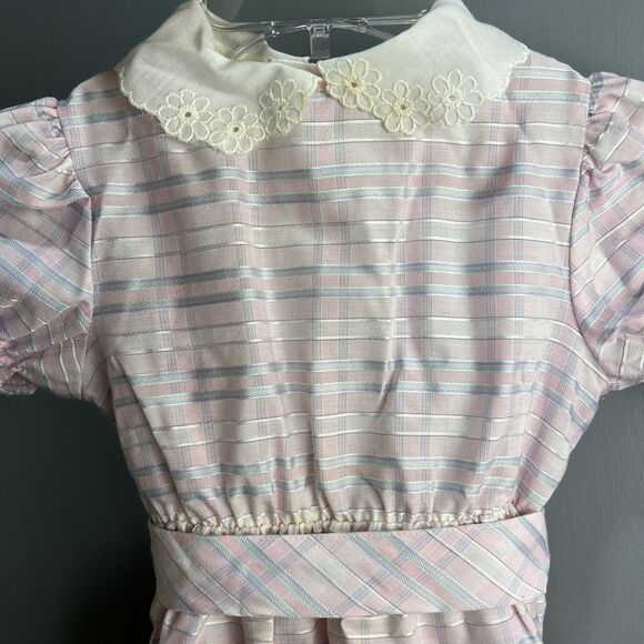 Cuddle Teen Vintage Girls Dress Size 6 Purple Stripes White Collar Union Made - Picture 4 of 7